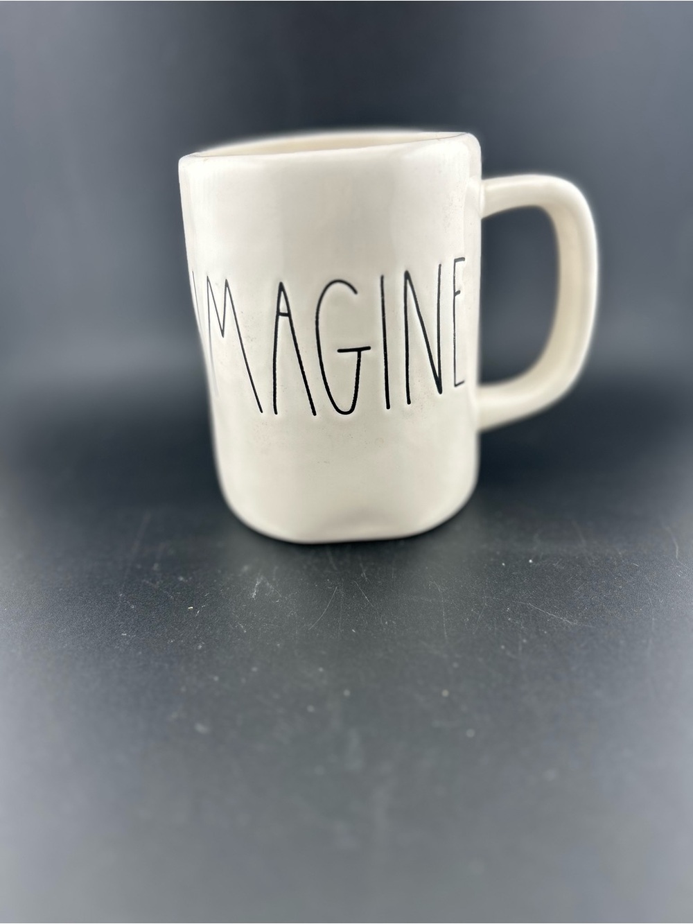 Rae Dunn IMAGINE Ceramic Mug Artisan Collection Large Letter Magenta 16oz